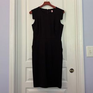 Black 60’s style knee length dress, J Crew, size 6, 96% wool